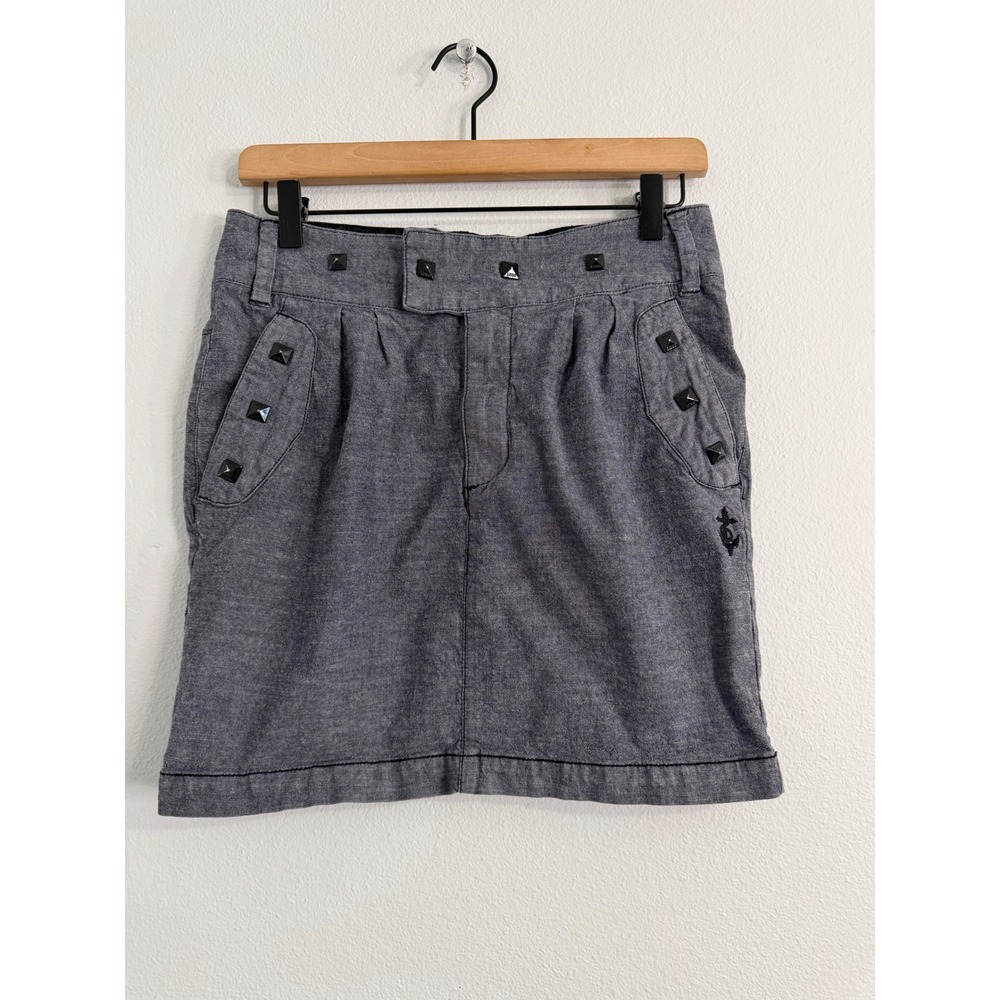 Vintage Y2K Obey -โ Studded Denim Mini Skirt Size 29